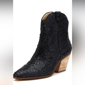 Betsey Johnson Diva rhinestones cowboy booties